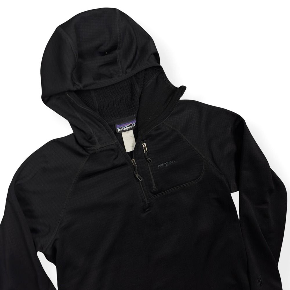 Patagonia R1 Hoody Jacket Womens L Black Grid Fleece Pullover Balaclava Polartec - Picture 4 of 13